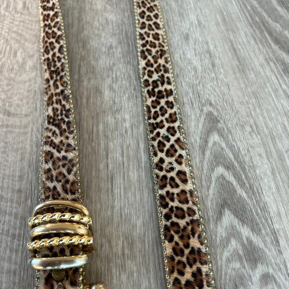 Vintage Leatherock Leopard Haircalf Belt Gold Hardware Y2K Statement Leather 90s main image 12